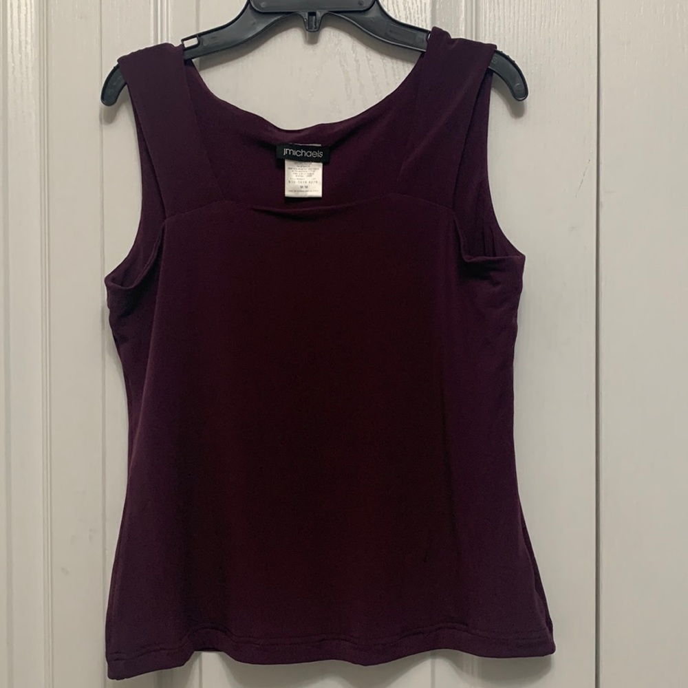 jMichaels burgundy sleeveless top.